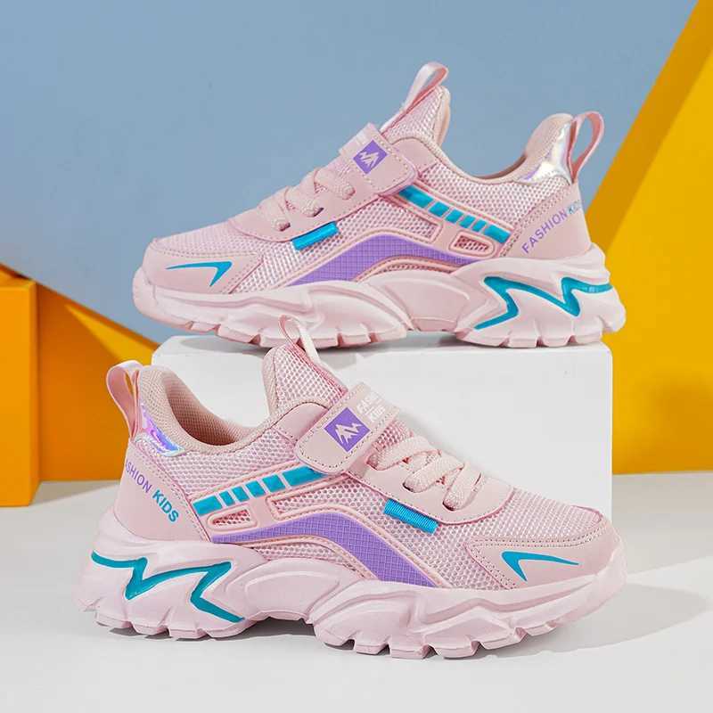 Childrens casual pink girls shoes outdoor comfortable running shoes sports shoes breathable student childrens boys sports walking shoes W250318