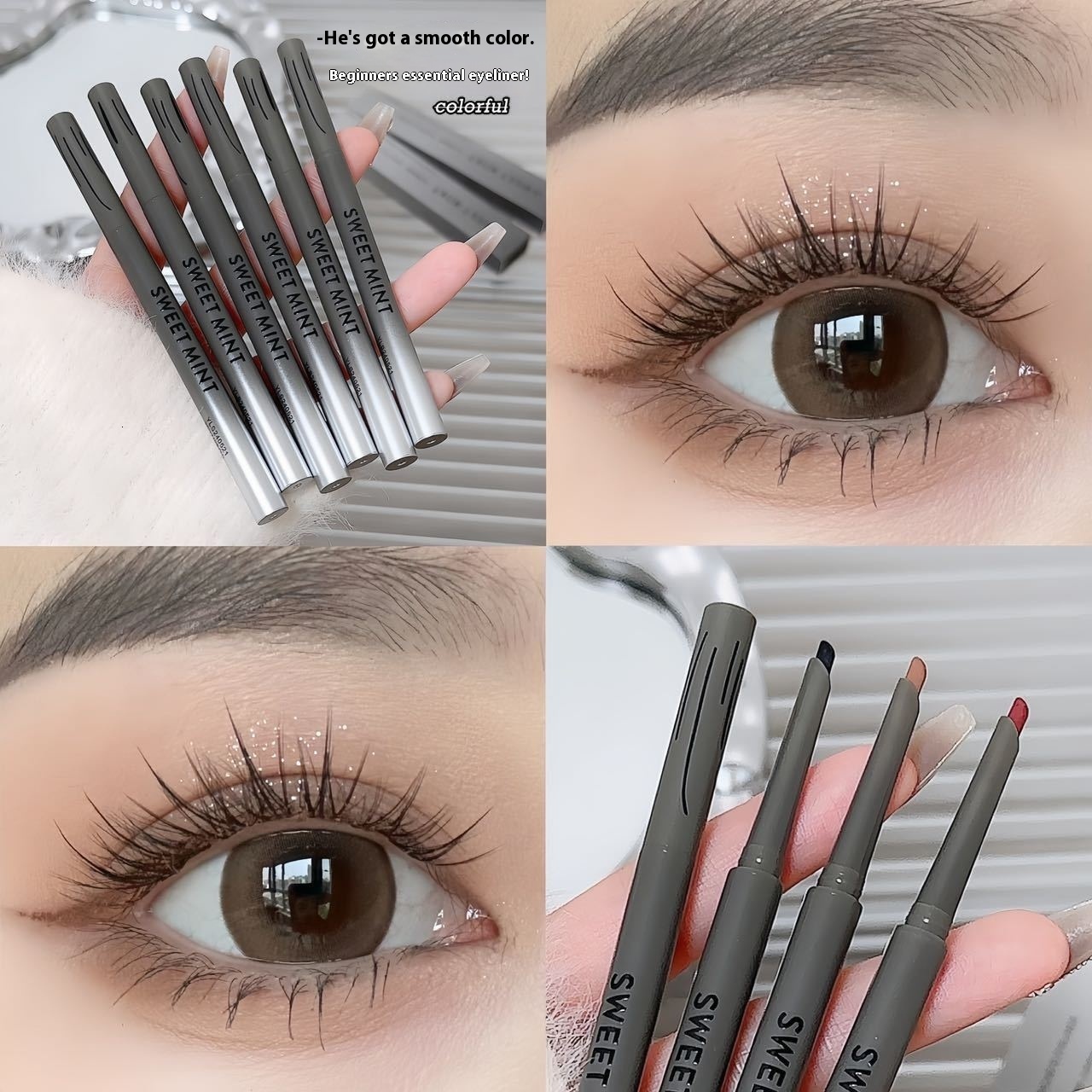 SWEET MINT machete eyeliner gel is durable, waterproof, sweat resistant, and not easy get dizzy. Draw down to shadow. Silkworm laying pen