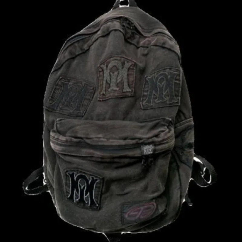 Denim Y2k Backpack Women Streetwear Embroidery Letter Canvas Casual Fashion School Schoolbag Vintage Large Capacity Travel Bag 240829