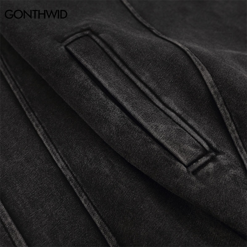 Hip Hop Streetwear Retro Vintage Washed Black Hoodie Sweatshirt Men Embroidery Letter Hoodie Harajuku Hooded Pullover Y2K 240828