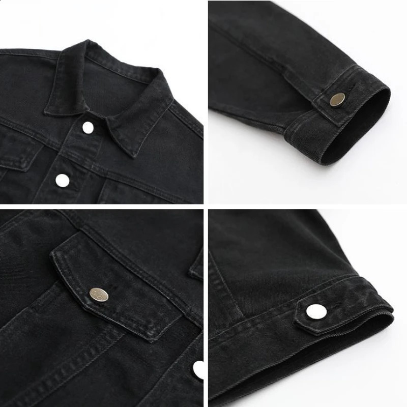Black Cropped Denim Jackets Women Cool Streetwear Retro Female Basic Chic Ulzzang All-match Chaqueta Mujer Teens Spring Harajuku 240828