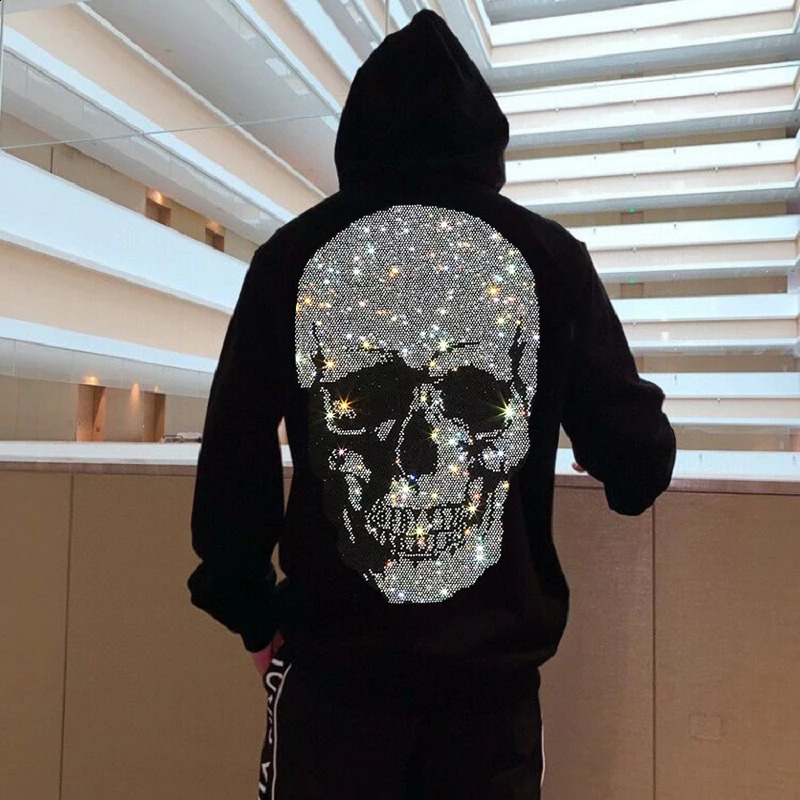 Basketball Mens Hoodie Trend Autumn Winter Sports Fitness Leisure Loose Skull Pullover Jacket Fleece 240829