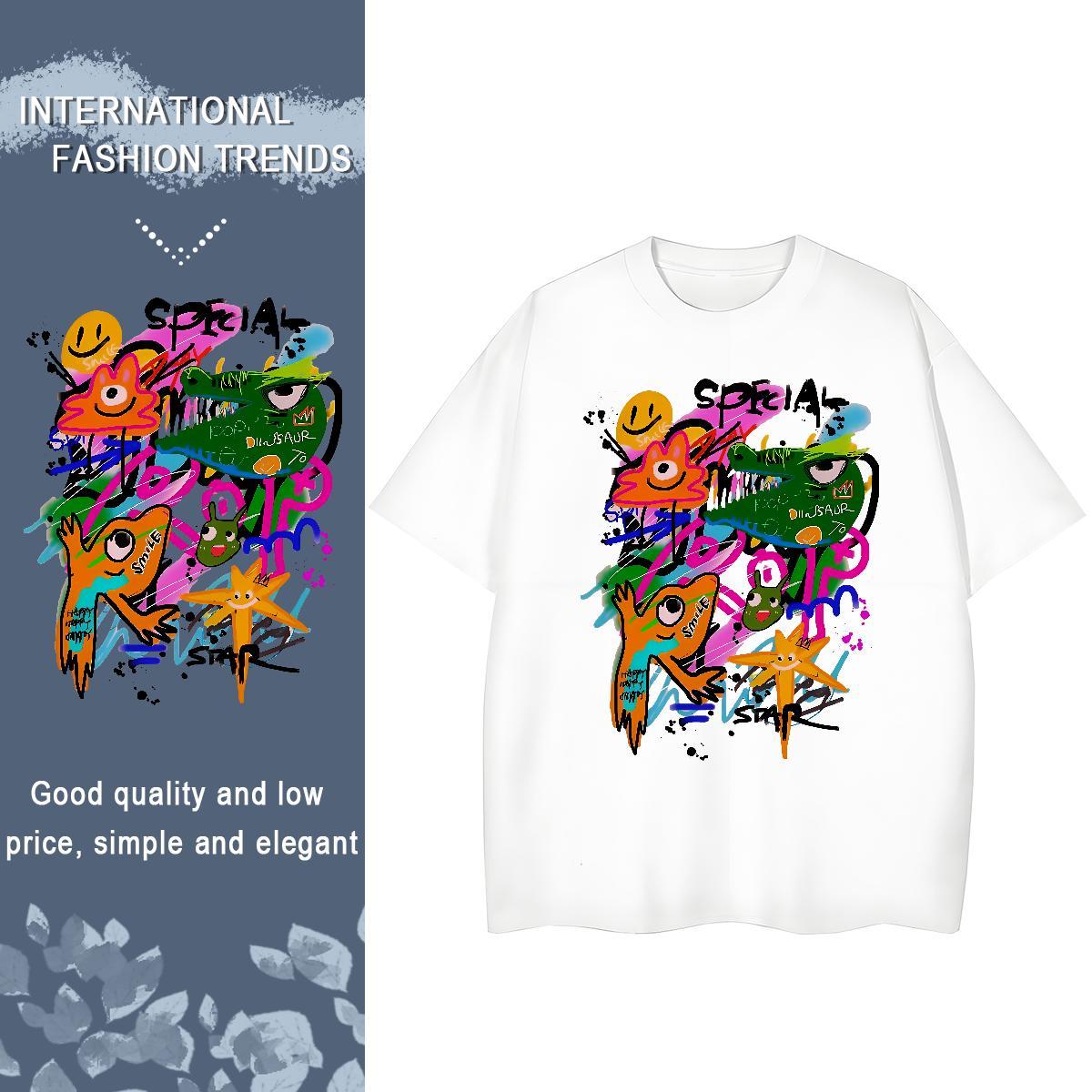 High quality Lady T shirt 230g 100% Cotton cartoon Spring Summer T-Shirts Breathable Crew Neck Graphic Clothes Shirt