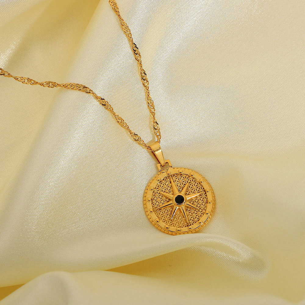 Non Tarnish 18K Gold Heart Sun Star Moon Angel Pendant Necklace Designer Jewelry Stainless Steel Chain Cubic Zircon Diamond Necklaces for Wome Girl Fi