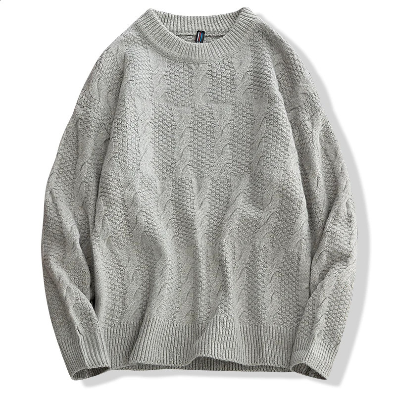 Korean clothing mens sweater solid color O-neck long sleeved knitted mens zipper winter fashion mens warm sweater 240829