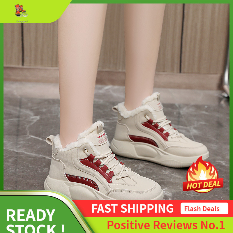 Ddmysports Q Winter New Instagram Korean Igh Top Plush Casual Female Students Increase Eight And Keep Warm Cotton Shoes Sports OUTDOOR