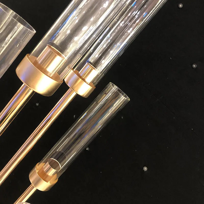 8 Heads Metal Candelabra Candle Holders Road Lead Table Centerpiece Gold Candelabrum Stand Pillar Candlestick For wedding High-end H260310