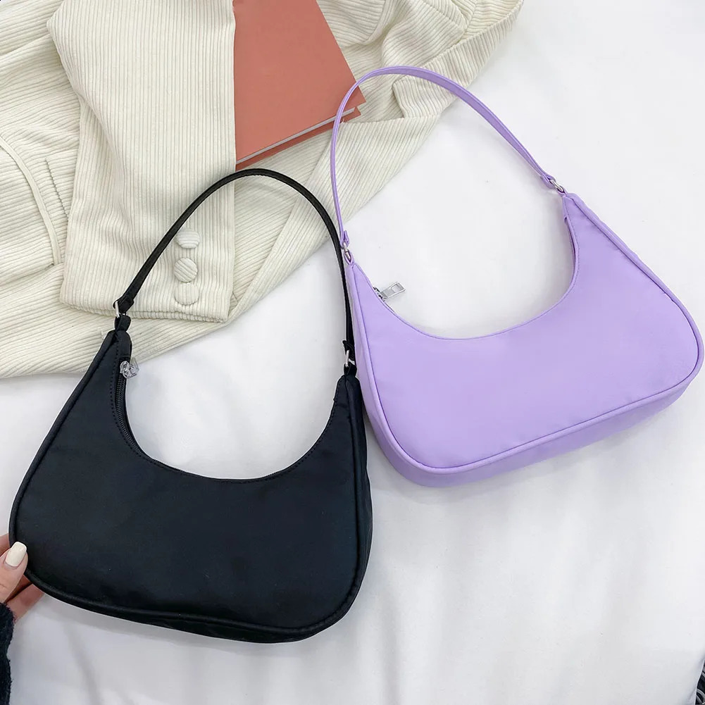 Fashion Simplicity Solid Color Shoulder Bag Women Underarm Ladies Tophandle Clutches Black Beige White Pink Handbag Pouch 240828