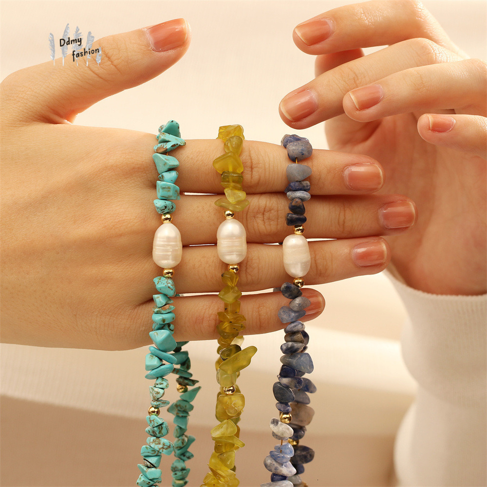 Bohemian style accessories, women's summer orchid pine amethyst necklace, colorful crushed stone splicing pearl necklace F08.30-13.5 a5ca2
