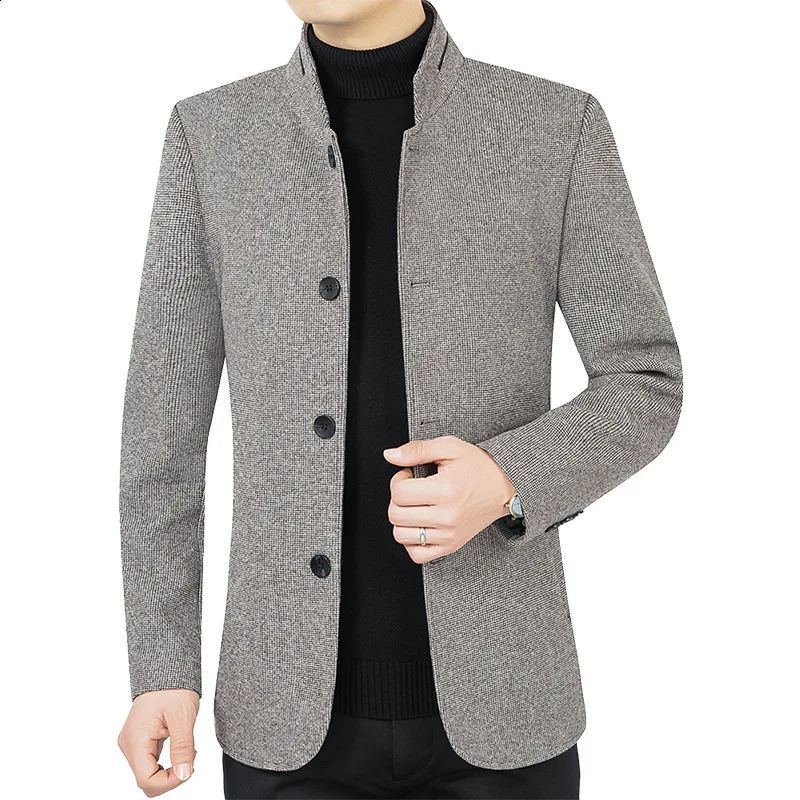 mens business casual wool jacket set Coats wool blend mens autumn slim fit jacket Coats mens clothing 240829