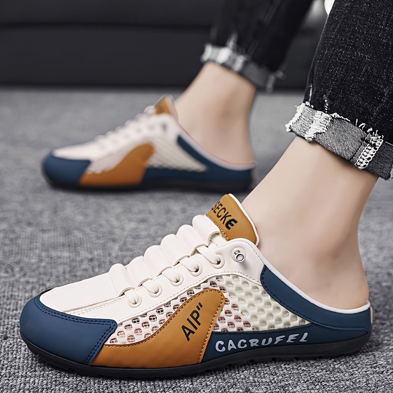 Mens Breathable Slip-On Shoes slippers - Lightweight, Non-Slip, Elastic Band Closure, Fabric Upper, EVA Insole, PVC Sole, Solid Color, Outdoor Walking