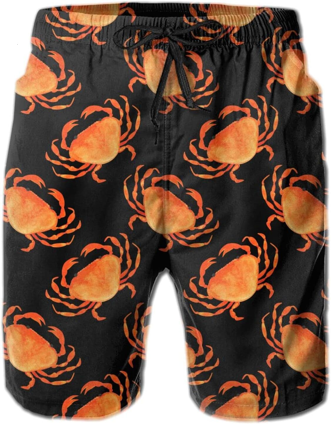Mens Shorts 3D Printing Pattern Crabs On Black Swim Trunks Quick Dry Beach Pants For Men Fashion Board Swimwear