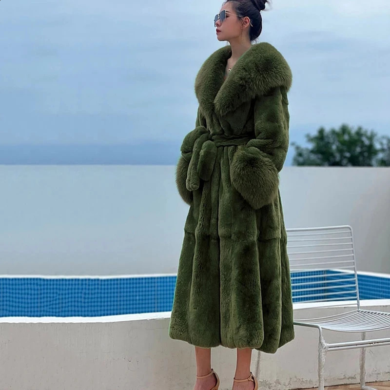 Elderly mink coat womens fur winter artificial jacket long sleeved casual oversized Parkas 240828