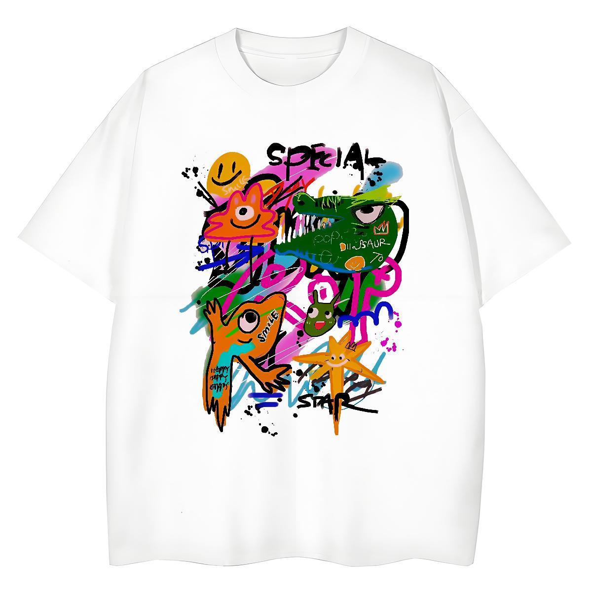 High quality Lady T shirt 230g 100% Cotton cartoon Spring Summer T-Shirts Breathable Crew Neck Graphic Clothes Shirt
