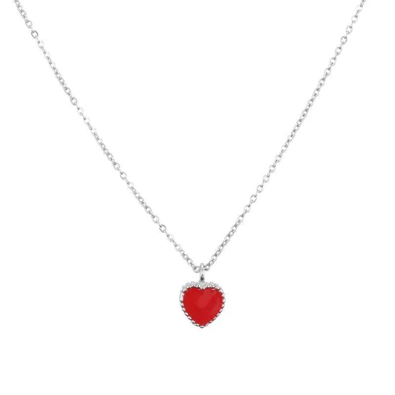 Newly arrived 925 sterling silver red heart necklace and pendant suitable for womens hot fashion sterling silver jewelry W240828