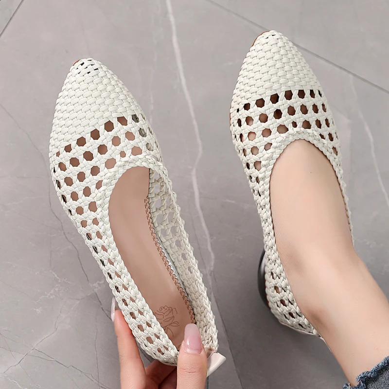 GKTINOO Pumps Sandals Womens Pointed Toe Leather Womens Low Heel Soft Bottom Outdoor Summer Womens Shoes 240827