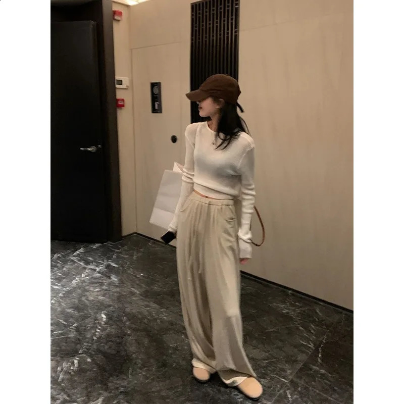 oversized gray womens sports pants jogging Korean fashion wide leg bag casual Haruku Trouser hiphop