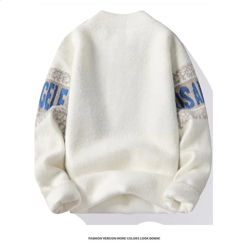 Mens Crystal Mink Sweater Knitted Fashion Letter Printed Pulling Comfortable Sweater 240829