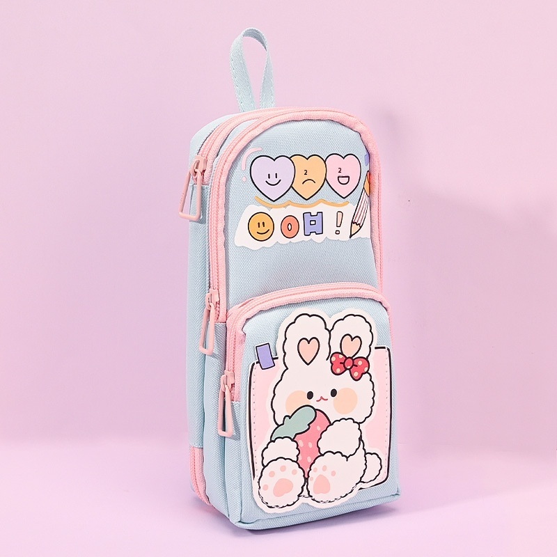 Pen bags popular, large capacity stationery storage bags, high aesthetic value, elementary school students decompression, double-layer cute pencil cas