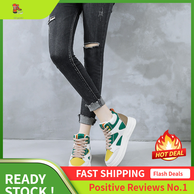 Ddmysports W Velvet Inner Height Increasing White Shoes For Women Thick Soled S New Small Size Color Blocked Hundred OUTDOOR