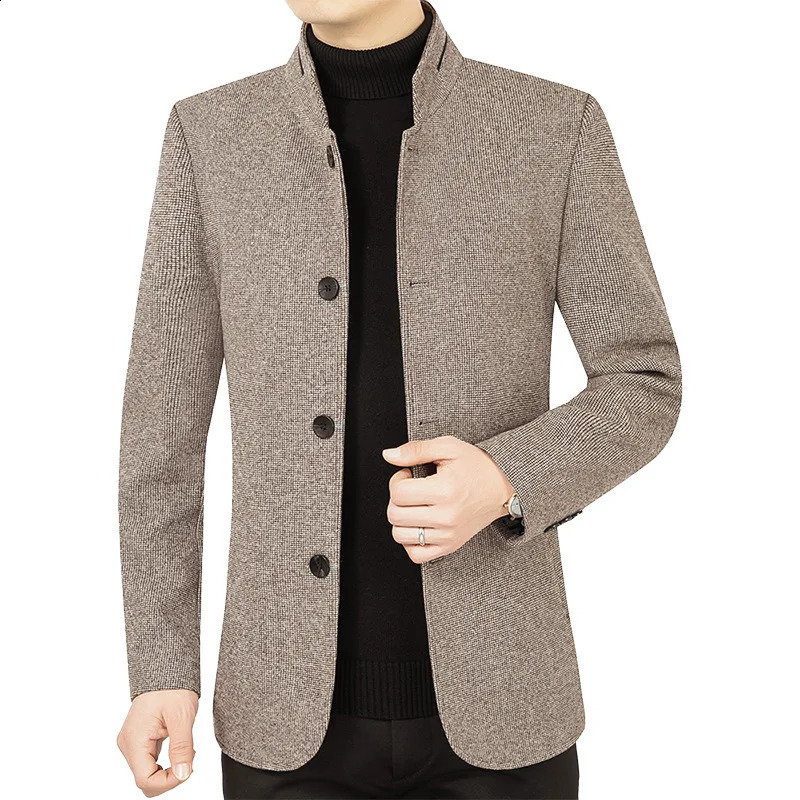mens business casual wool jacket set Coats wool blend mens autumn slim fit jacket Coats mens clothing 240829