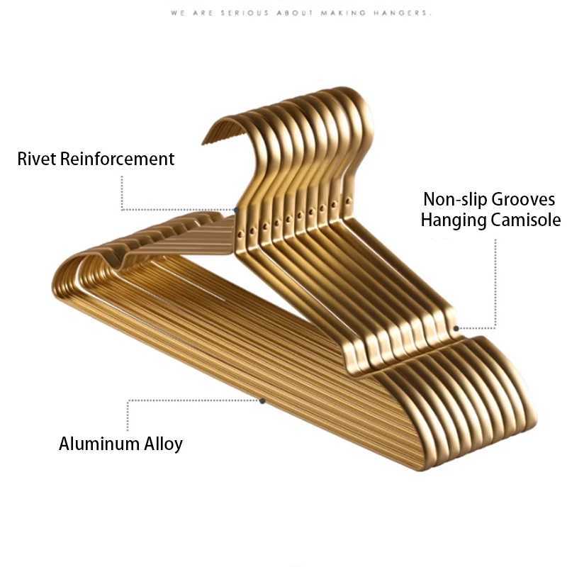 5 pieces/set of new gold metal hangers used for space aluminum alloy drying hangers in clothing Camisol durable wardrobe space protector organizer han