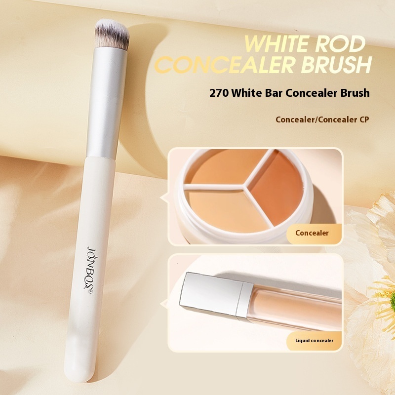 Special Artist Makeup Brush by Jonbos Portable White Stem Concealer Tool with Soft Round Bristles