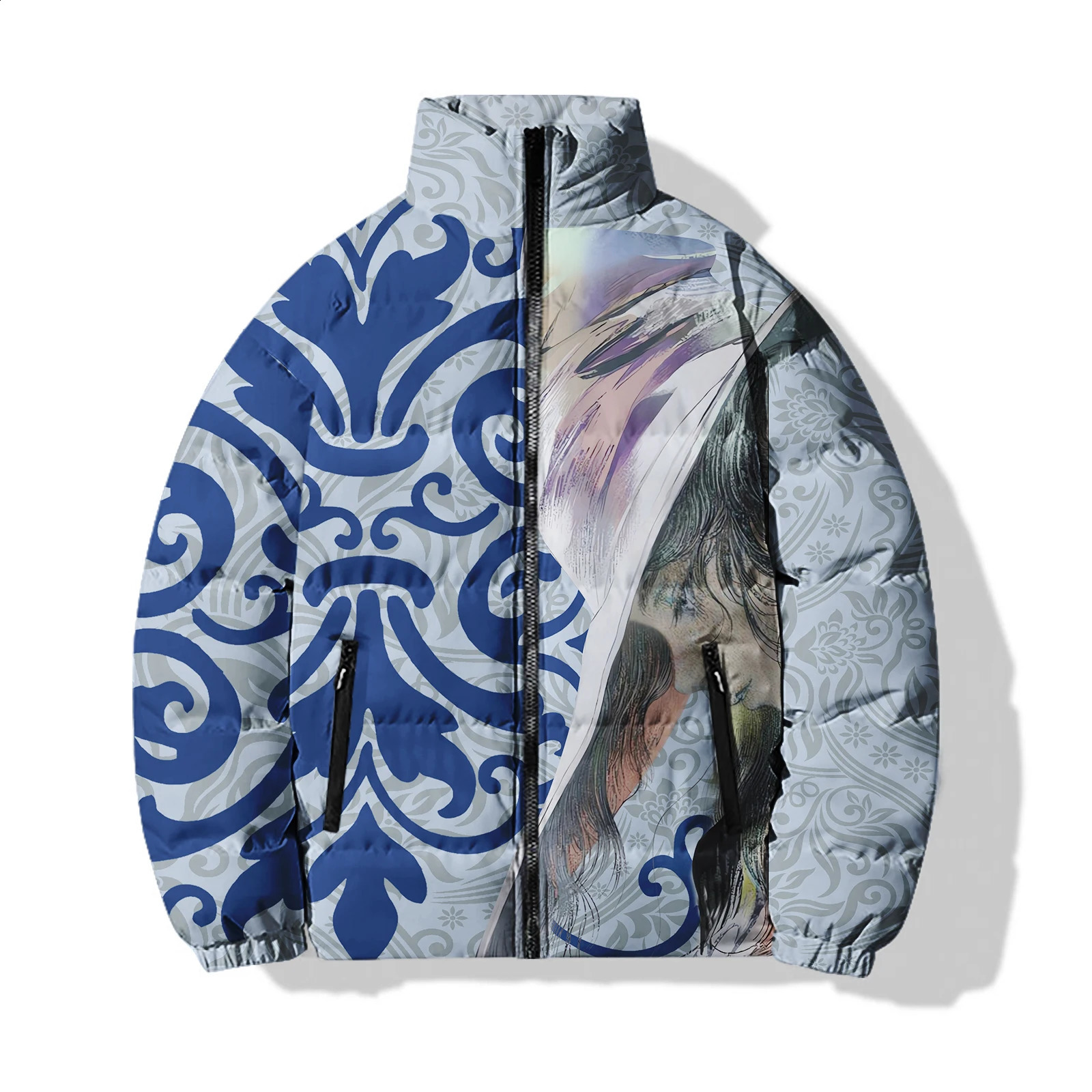 Japanese Anime Mens Winter Coat Retro Sculpture Cold Jackets 3D Printing Parka Man Stylish and Comfortable Cool 240828