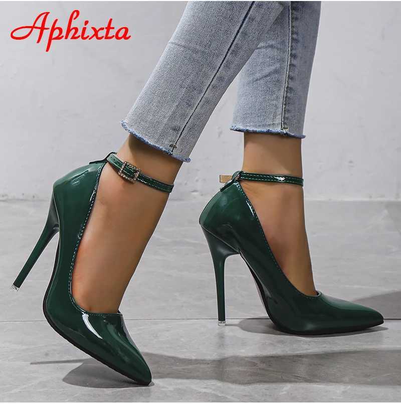 High Quality Aphixta Oranges New Luxury Crystal Buckle Pimp for Customers Ultra High 12cm Stiletto Heels Pump for Women Pointed Toe Color Party Pump T