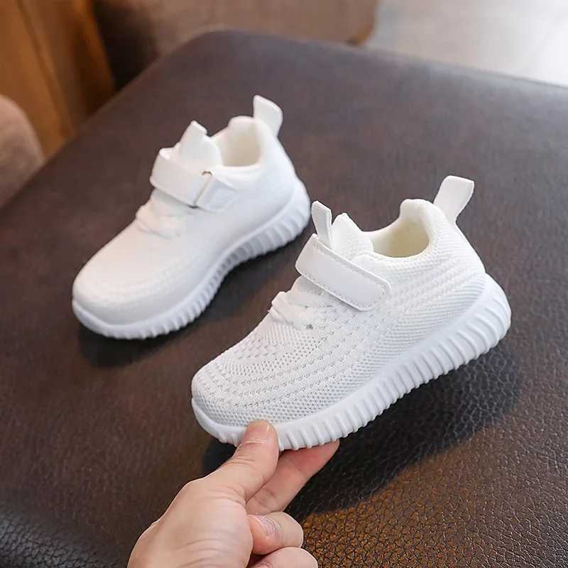 Mesh solid color childrens sports shoes for boys and girls fashionable soft soled thick flat sports shoes for children breathable Veo outdoor shoes W2
