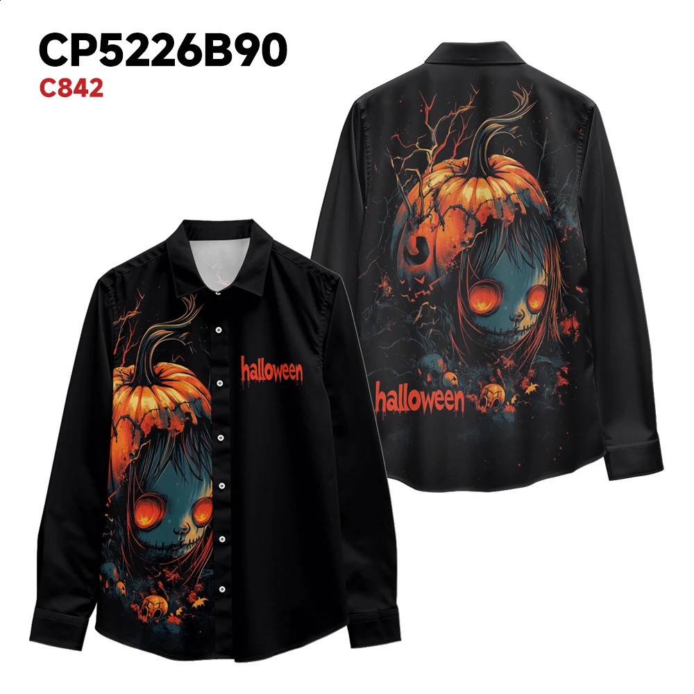 Mens casual long sleeved Halloween fire skull print top outdoor fashion and comfortable shirt for spring and autumn y2k mens clothing 240829