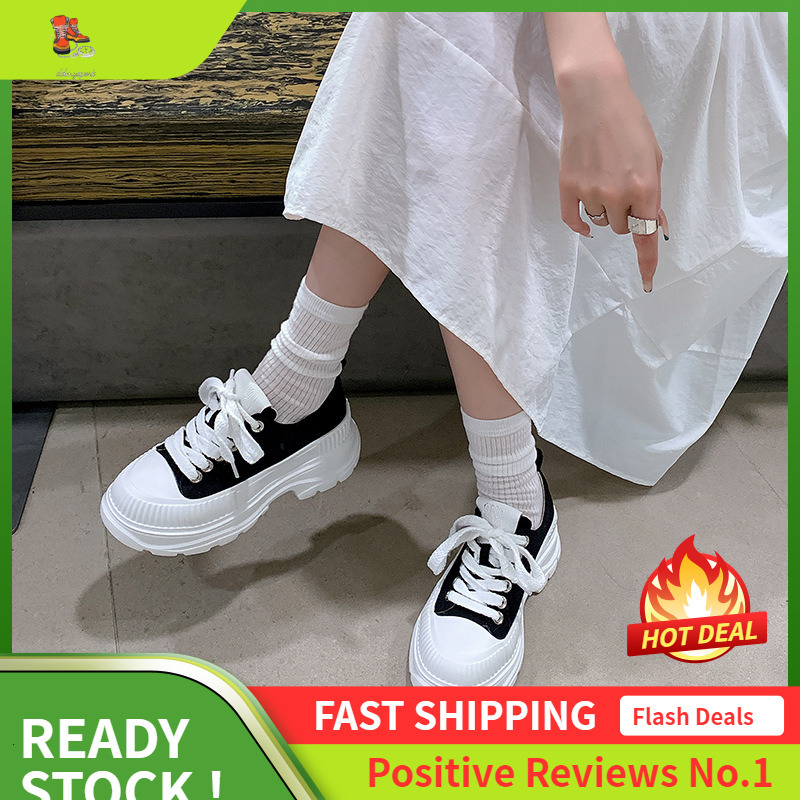 Ddmysports Chaomai Kun Canvas For Women In Spring New Songgao Thick Sole Eightened Little White Casual Shoes Sports Dad OUTDOOR