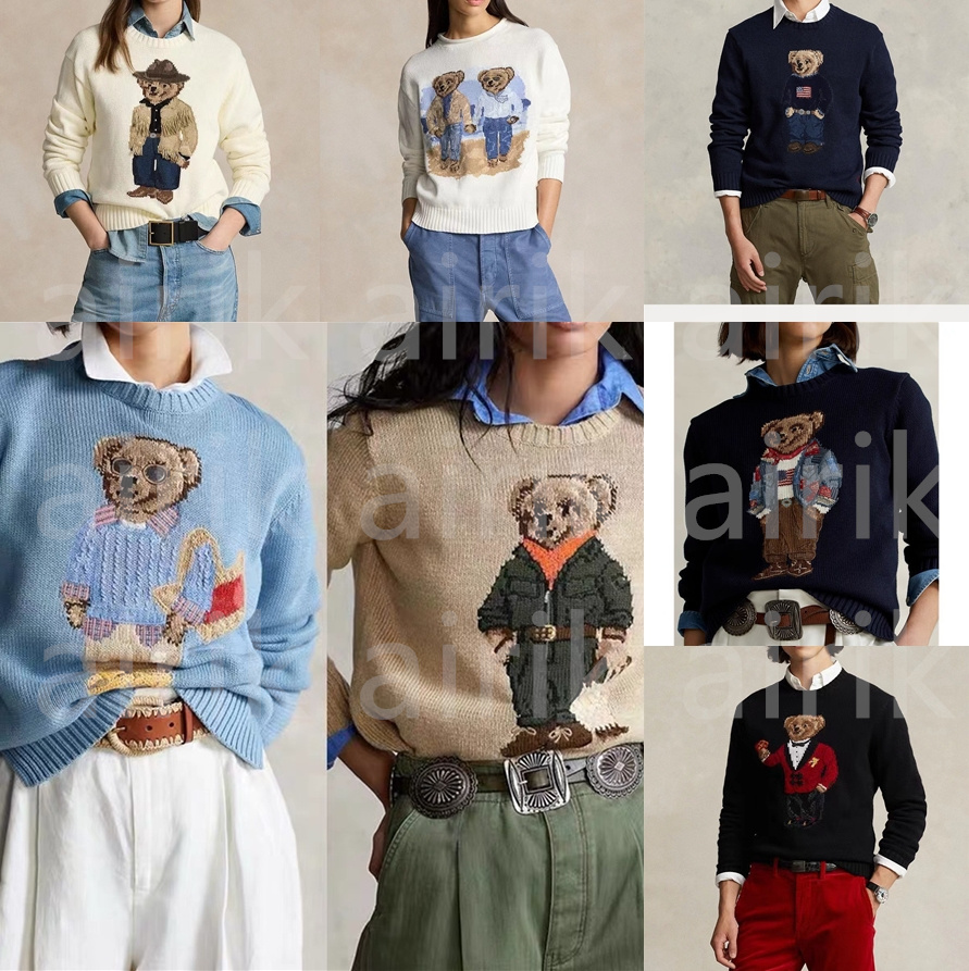 Designer Women fashion Knits Bear Sweater Pullover Embroidery Fashion Knitted Sweaters Long Sleeve Casual Printed Wool Cotton Soft Unisex Men hoodie fr