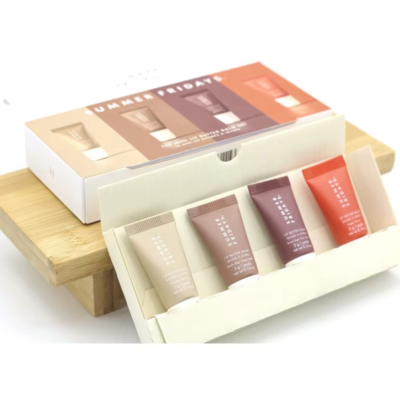 4pcs/set Summer Mini Lip Butter Balm Set 5g Moisturizing Smooth Soft Lips Cosmetics vanilla beige Brown Sugar Lip Gloss Beauty Cosmetics