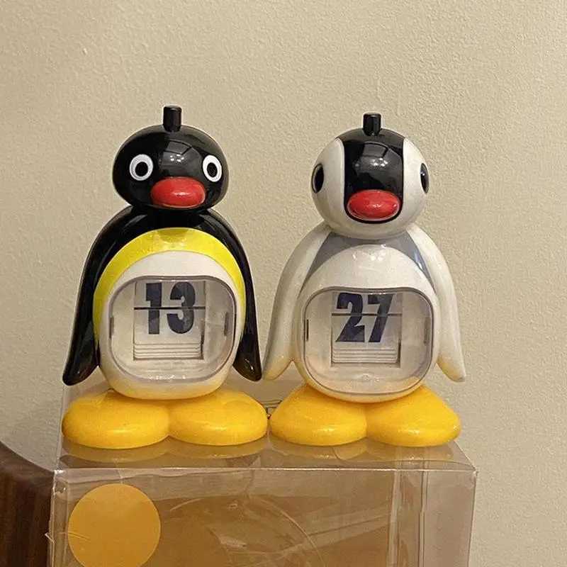 Cute retro penguin calendar decoration creative desktop doll decoration bedroom living room office home decoration W240828