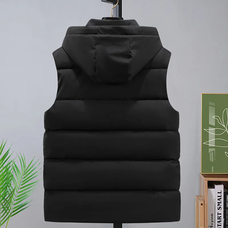Wxw3627 autumn and winter hooded vest jacket black gray red zipper cotton neutral 240828