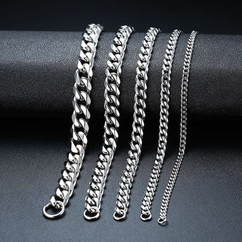 vnox 5-11mm chunky miami curb bracelet for men cuban k chain wristband classic punk heavy male jewelry