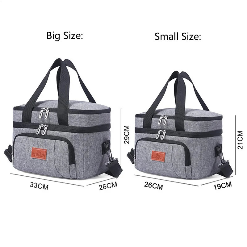 Multifunctional Double Layer Tote Cooler Lunch Bags for Women Men Large Capacity Travel Picnic Box with Shoulder Strap w250528