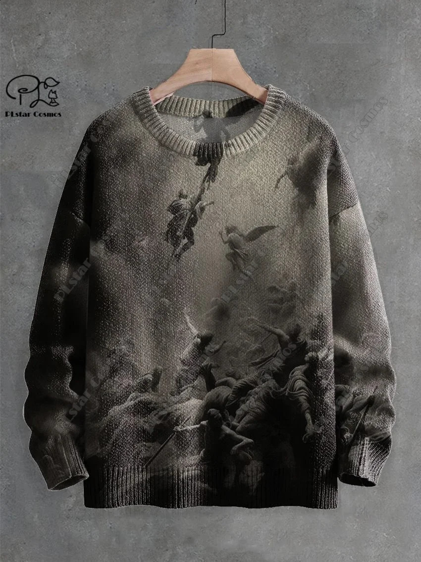 3D Printing Halloween Custom Series Horror Ghost Skull Witch Black Cat Pattern Ugly Sweater Street Casual Winter Sweater W-5 240829