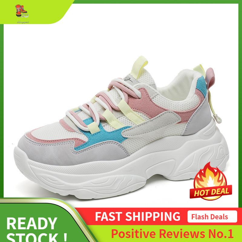 Ddmysports K New Color Blocked Women S Shoes Autumn Mesh Breathable Height Increasing Thick Sole Versatile Casual Old OUTDOOR