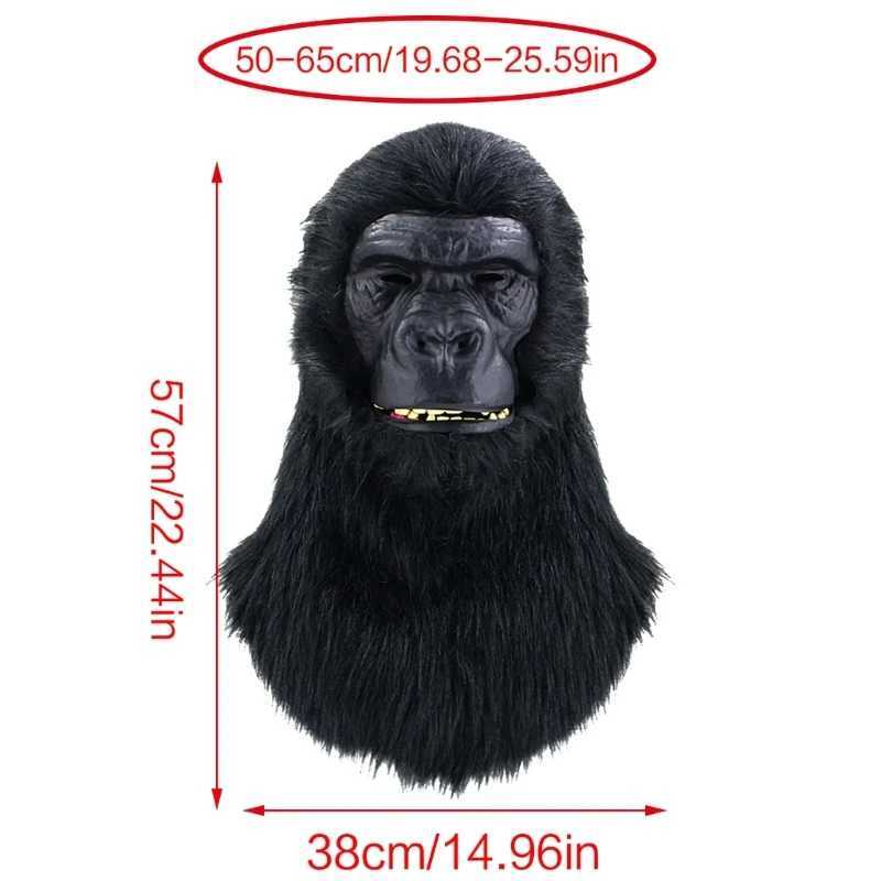 Halloween Black Gorillas Full Head Mask Latex 3D Animal Headgear for Party Festival Supplies Y240829