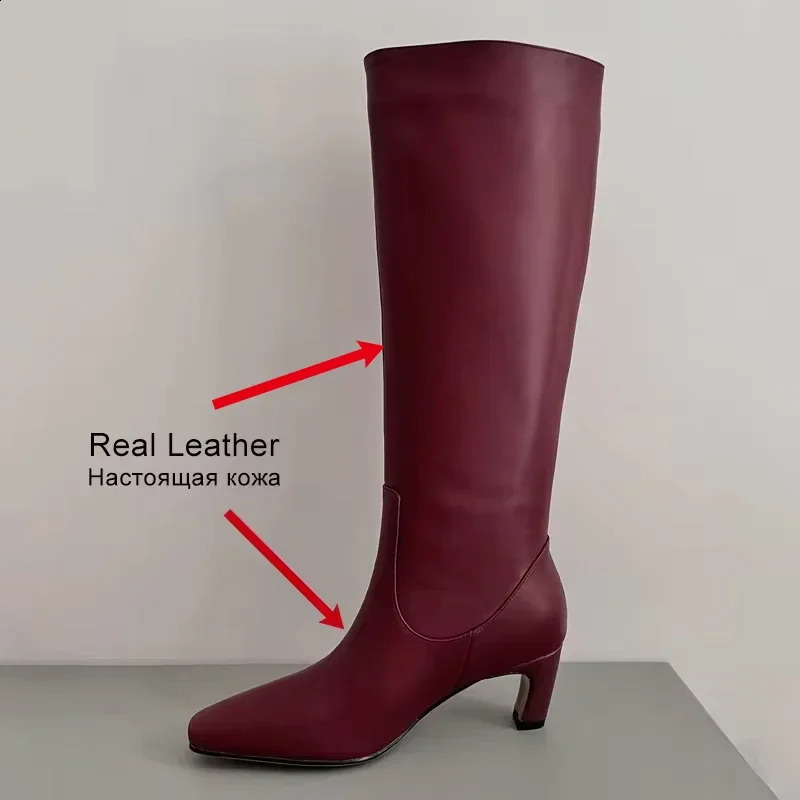 JOZHATA size 34-43 womens knee boots leather wide calf autumn and winter shoes 2025 kitten high heels long boots casual dress 240827