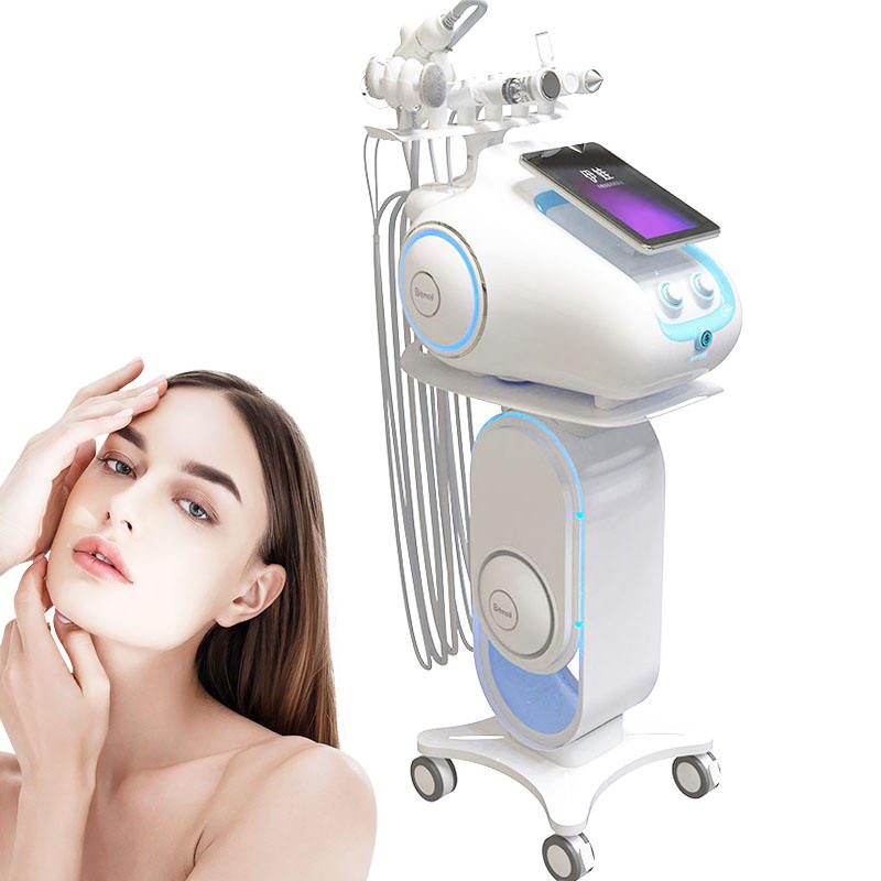 Newest 6 in 1 Jet Peel Aqua Facial Dermabrasion Machine with Oxygen Spray Cold Hammer Deep Cleaning for Skin Rejuvenation Blackheads Removal Machine