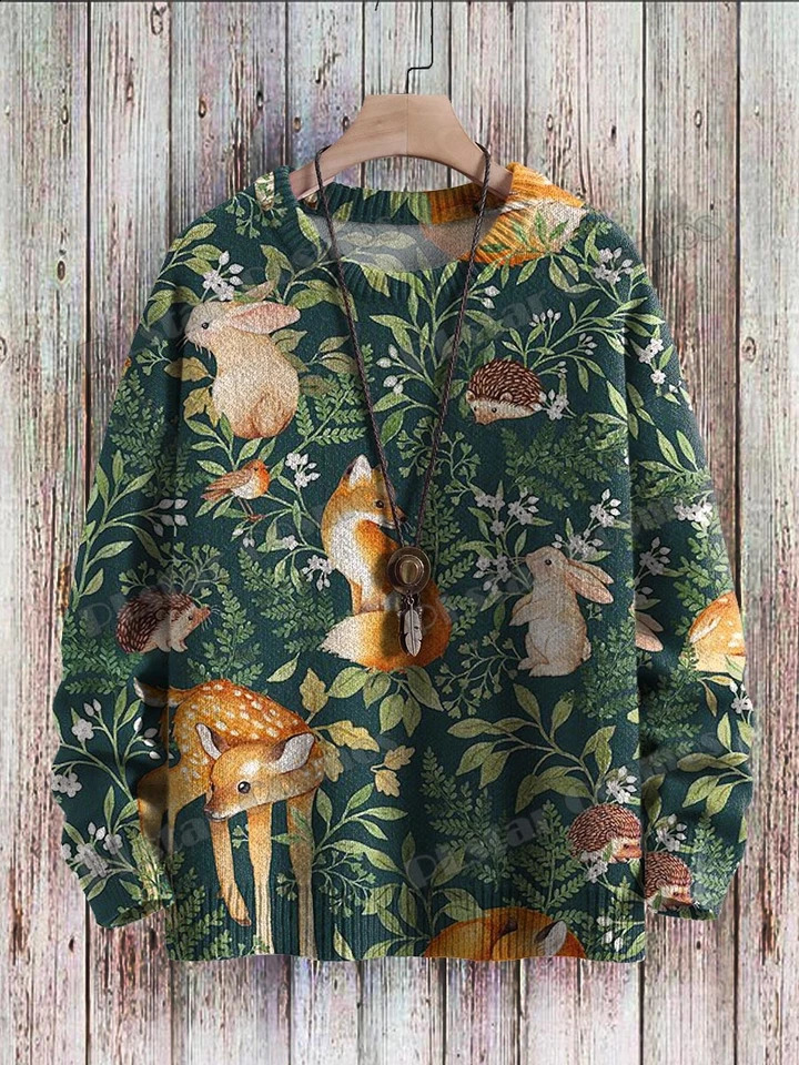 Interesting animal sunflower mushroom art pattern 3D printing mens knitted floral winter unisex casual knitted floral sweater ZZM52 240829