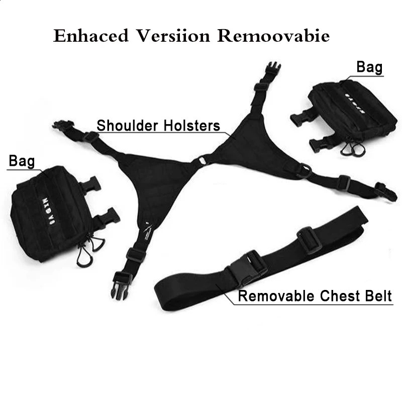 Streetwear Punk Chest Rig Bag For Unisex Hip-Hop Tactical Chest Bags Functionality Vest Fanny pack Women Phone pocket Wallet 240829