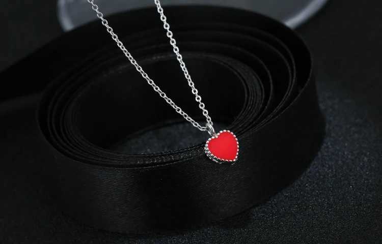 Newly arrived 925 sterling silver red heart necklace and pendant suitable for womens hot fashion sterling silver jewelry W240828