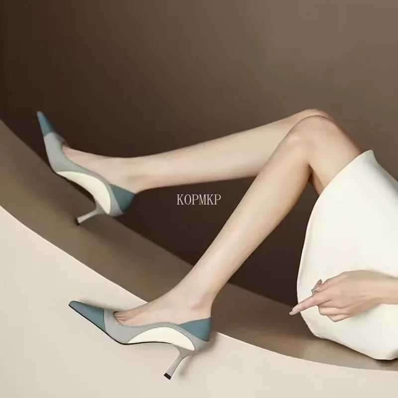 High Quality Spring and Summer Mixed Color Pointed High Heels Single Shoes Temperature Stiletto High Heels Elegant Womens Shoes T241024
