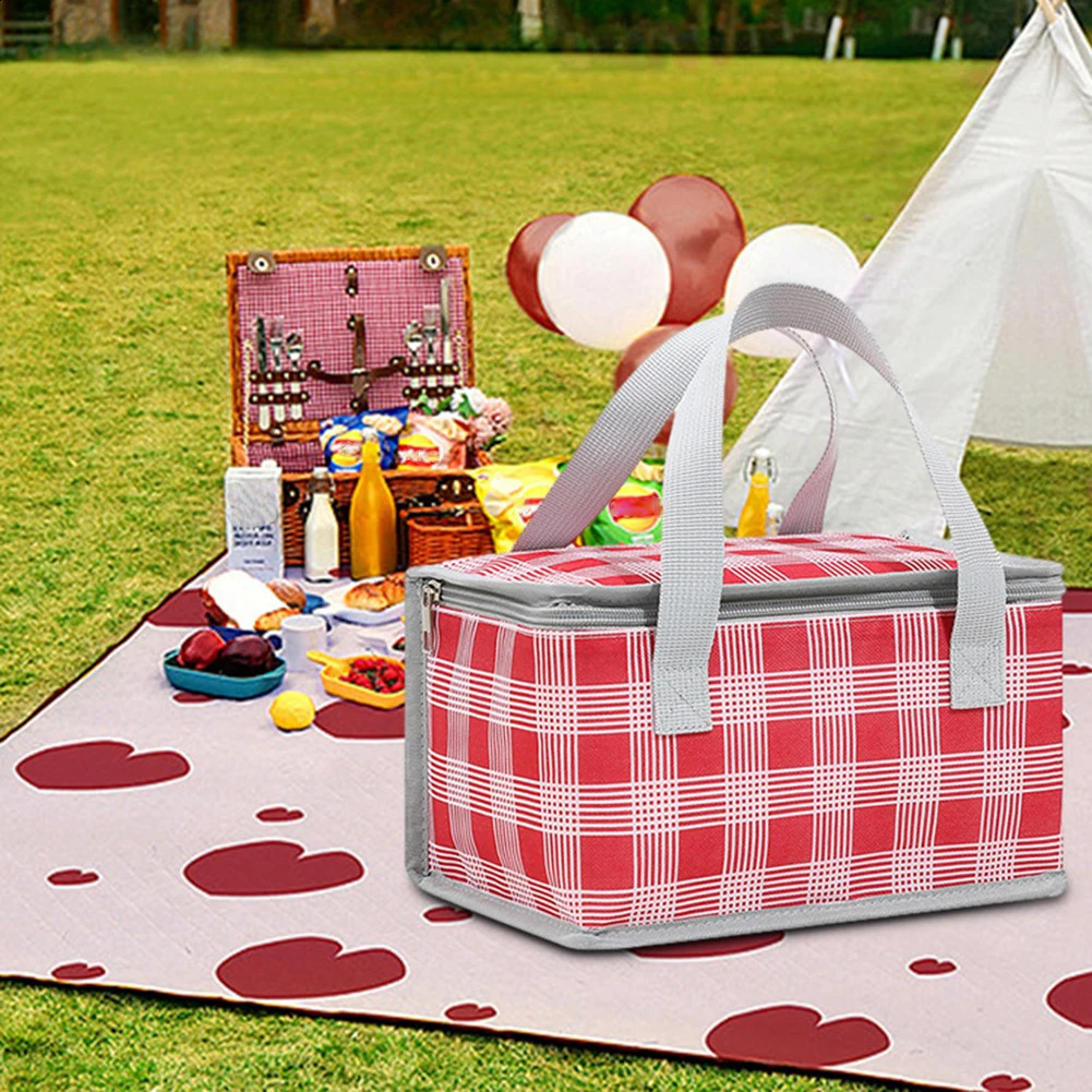 Outdoor camping picnic bag portable lunch tote large capacity basket food packaging table storage 240828