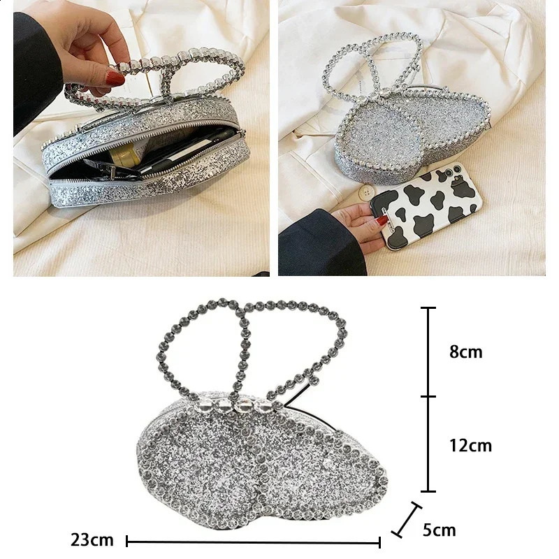 Butterfly Evening Bags Matte and Sequin Hollow Handbag Female Red Rhinestone Purses Lady Clutch Purse for Wedding Party 240828