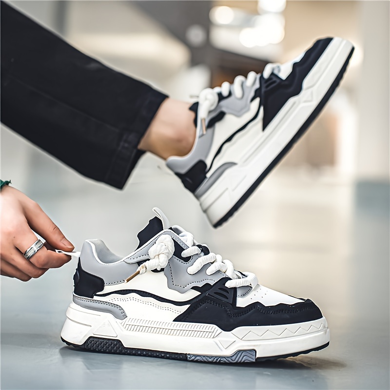 Men's Trendy Colour Block Street Style Low Top Skate Shoes, Comfy Non Slip Casual Sneakers For Men's Outdoor Activities
